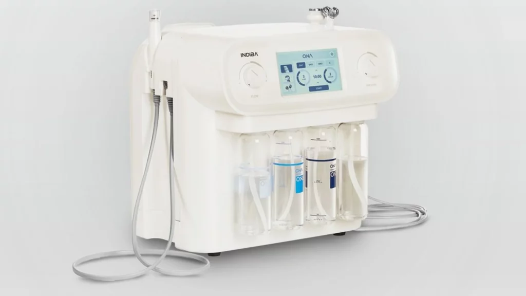 Equipo INDIBA ONA con soluciones ON1 ON2 ON3 para tratamiento facial 4 en 1 en Centro de Estética Tamara, Llanes
